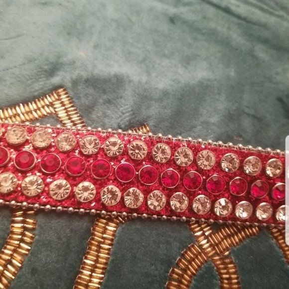 DNA PREMIUM WEAR BELT RED GLITTER W/RED & SILVER STONES. SZ. XS MISSING 1 STONE - Picture 8 of 11